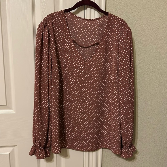 Beige and cream polka dot blouse size 3X excellent preowned condition - Picture 1 of 5